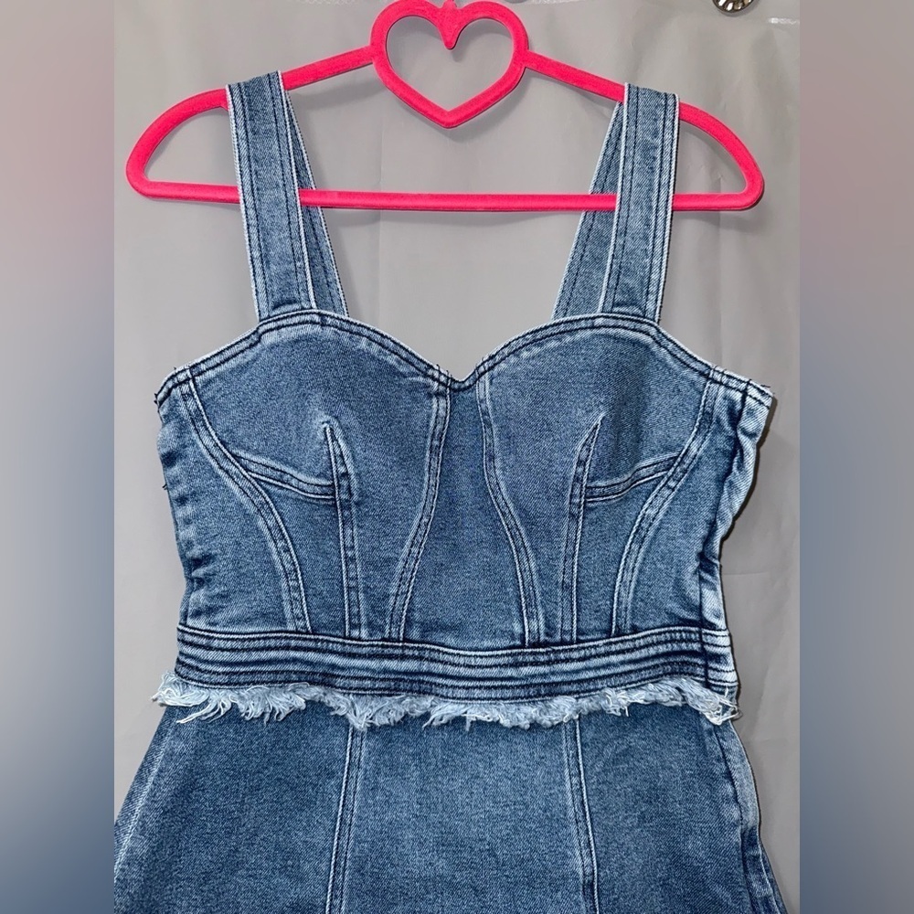 7 Seven For All Mankind Fray Denim Dress Size S - Picture 3 of 8